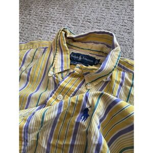 Ralph Lauren Blake Button Down Polo Men's Large Yellow Striped